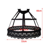 Maxbell Women 2 Hoops Pannier Petticoat Skirt Birdcage Ruffles for Wedding Cosplay black