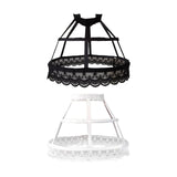 Maxbell Women 2 Hoops Pannier Petticoat Skirt Birdcage Ruffles for Wedding Cosplay black