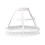 Maxbell Women 2 Hoops Pannier Petticoat Skirt Birdcage Ruffles for Wedding Cosplay white
