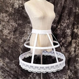 Maxbell Women 2 Hoops Pannier Petticoat Skirt Birdcage Ruffles for Wedding Cosplay white