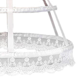 Maxbell Women 2 Hoops Pannier Petticoat Skirt Birdcage Ruffles for Wedding Cosplay white