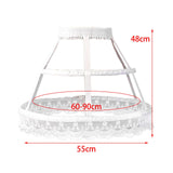 Maxbell Women 2 Hoops Pannier Petticoat Skirt Birdcage Ruffles for Wedding Cosplay white