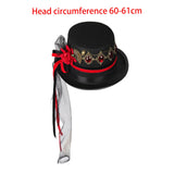 Maxbell Unisex Steampunk Top Hat with Tulle Gothic Red Rose Fedora for Party Cosplay for Head 60-61cm