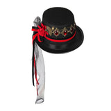 Maxbell Unisex Steampunk Top Hat with Tulle Gothic Red Rose Fedora for Party Cosplay for Head 60-61cm