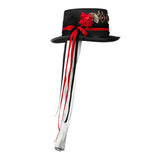 Maxbell Unisex Steampunk Top Hat with Tulle Gothic Red Rose Fedora for Party Cosplay for Head 60-61cm