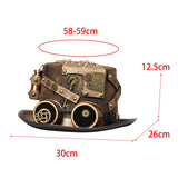 Maxbell Steampunk Hats Performance Bowler Hat Stage Magic Hat for Punk Cosplay 58cm-59cm