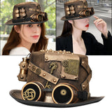 Maxbell Steampunk Hats Performance Bowler Hat Stage Magic Hat for Punk Cosplay 58cm-59cm