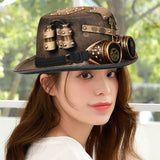 Maxbell Steampunk Hats Performance Bowler Hat Stage Magic Hat for Punk Cosplay 58cm-59cm