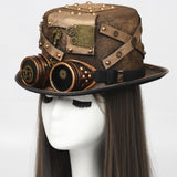 Maxbell Steampunk Hats Performance Bowler Hat Stage Magic Hat for Punk Cosplay 58cm-59cm