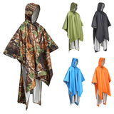 Maxbell Rain Poncho Coat Reusable Tarp Lightweight Shelter for Adult Unisex Outdoor Green