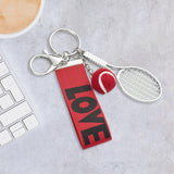 Maxbell Tennis Racket Keychain Keyring Sports for Sports Clubs Team Novelty Gifts Red