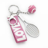 Maxbell Tennis Racket Keychain Keyring Sports for Sports Clubs Team Novelty Gifts Pink