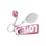 Maxbell Tennis Racket Keychain Keyring Sports for Sports Clubs Team Novelty Gifts Pink