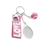 Maxbell Tennis Racket Keychain Keyring Sports for Sports Clubs Team Novelty Gifts Pink