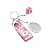 Maxbell Tennis Racket Keychain Keyring Sports for Sports Clubs Team Novelty Gifts Pink