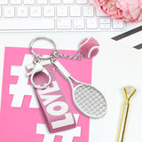 Maxbell Tennis Racket Keychain Keyring Sports for Sports Clubs Team Novelty Gifts Pink