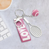 Maxbell Tennis Racket Keychain Keyring Sports for Sports Clubs Team Novelty Gifts Pink