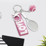 Maxbell Tennis Racket Keychain Keyring Sports for Sports Clubs Team Novelty Gifts Pink