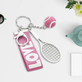 Maxbell Tennis Racket Keychain Keyring Sports for Sports Clubs Team Novelty Gifts Pink