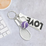 Maxbell Tennis Racket Keychain Keyring Sports for Sports Clubs Team Novelty Gifts Purple