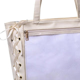 Maxbell Japanese Shoulder Bag Large Capacity Fashion Vacation PU Leather Handbag White