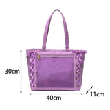 Maxbell Japanese Shoulder Bag Large Capacity Fashion Vacation PU Leather Handbag Purple