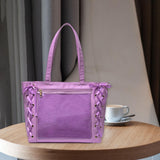 Maxbell Japanese Shoulder Bag Large Capacity Fashion Vacation PU Leather Handbag Purple