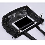 Maxbell Japanese Shoulder Bag Large Capacity Fashion Vacation PU Leather Handbag Black