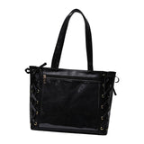 Maxbell Japanese Shoulder Bag Large Capacity Fashion Vacation PU Leather Handbag Black