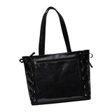 Maxbell Japanese Shoulder Bag Large Capacity Fashion Vacation PU Leather Handbag Black