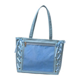 Maxbell Japanese Shoulder Bag Large Capacity Fashion Vacation PU Leather Handbag Light Blue