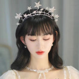 Maxbell Bridal Wedding Headband Stars Headpiece Hair Hoop Photo Props for Prom