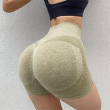 Maxbell Women Pants Seamless Athletic Absorb Sweat Slimming Butt Lift Yoga Shorts Yellow S M