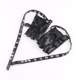 Maxbell Leather Fingerless Gloves with Belt up Closure for Driving Outdoor Sports Black