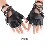 Maxbell Leather Fingerless Gloves with Belt up Closure for Driving Outdoor Sports Black