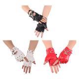 Maxbell Leather Fingerless Gloves with Belt up Closure for Driving Outdoor Sports Black