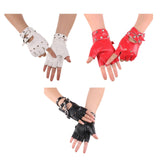 Maxbell Leather Fingerless Gloves with Belt up Closure for Driving Outdoor Sports Black