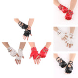 Maxbell Leather Fingerless Gloves with Belt up Closure for Driving Outdoor Sports Black