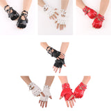 Maxbell Leather Fingerless Gloves with Belt up Closure for Driving Outdoor Sports Black