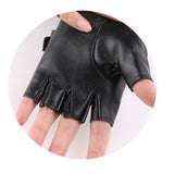 Maxbell Leather Fingerless Gloves with Belt up Closure for Driving Outdoor Sports Black