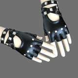 Maxbell Leather Fingerless Gloves with Belt up Closure for Driving Outdoor Sports Black