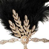 Maxbell Fascinator Headband Hair Chain Wedding Headdress Photo Props Costume Ball Aureate Black