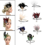 Maxbell Fascinator Headband Hair Chain Wedding Headdress Photo Props Costume Ball Aureate Black