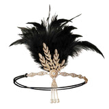 Maxbell Fascinator Headband Hair Chain Wedding Headdress Photo Props Costume Ball Aureate Black