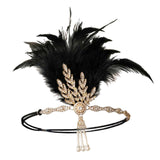Maxbell Fascinator Headband Hair Chain Wedding Headdress Photo Props Costume Ball Aureate Black