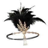 Maxbell Fascinator Headband Hair Chain Wedding Headdress Photo Props Costume Ball Aureate Black