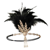 Maxbell Fascinator Headband Hair Chain Wedding Headdress Photo Props Costume Ball Aureate Black