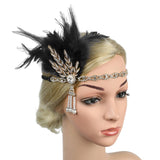 Maxbell Fascinator Headband Hair Chain Wedding Headdress Photo Props Costume Ball Aureate Black
