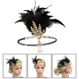 Maxbell Fascinator Headband Hair Chain Wedding Headdress Photo Props Costume Ball Aureate Black