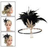 Maxbell Fascinator Headband Hair Chain Wedding Headdress Photo Props Costume Ball Aureate Black